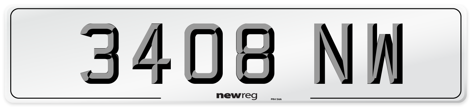 3408 NW Number Plate from New Reg